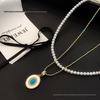Double-Layer Turquoise & Freshwater Pearl Baby Necklace, 3-4mm, Versatile Wear
