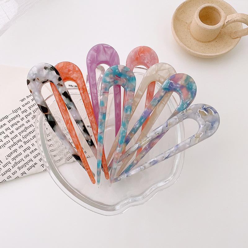 Fashion Hair Stick Women Acetate Hair Clip Large 11cm Thicken U-shaped Colorful Hair Stick Girls Hair Accessories Hair Clips New