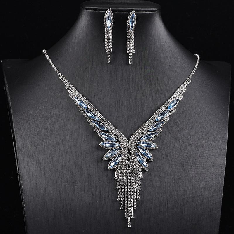 European and American Necklace Set, Earrings, Jewelry Set, Banquet Dress Set, Chain, Versatile Bridal Jewelry.