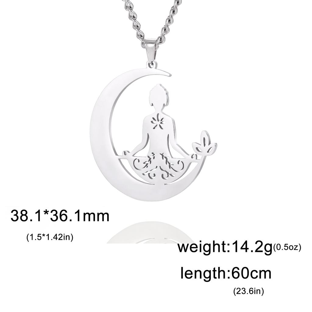Dreamtimes 2026 New Vintage Moon Necklace Women's Pendant Stainless Steel Yoga Relaxation Sports Jewelry Gift