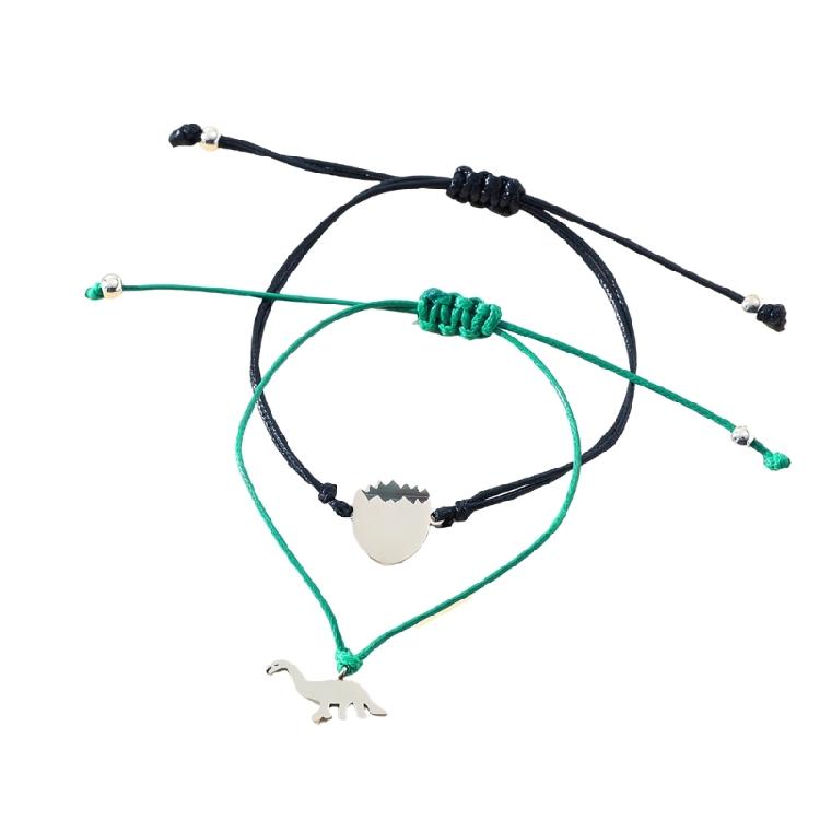 Braccialetti Trendy Neri con Design di Dinosauri Regalo per la Festa della Mamma per Duetti Madre Figlia che Celebrano Nuovi Inizi e Crescita