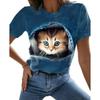 Fashion Woman T-shirt Women's 3d Cats Print Black Kawaii T Shirt Female Clothing Oversized Summer Top