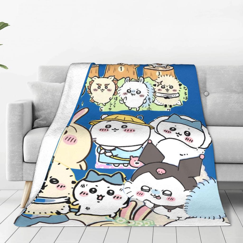 Cute Chiikawa Collection Warm Soft Blanket  Girls Boys Plush Throw Blanket Novelty Home Decor Flannel Bedspread Sofa Bed Cover