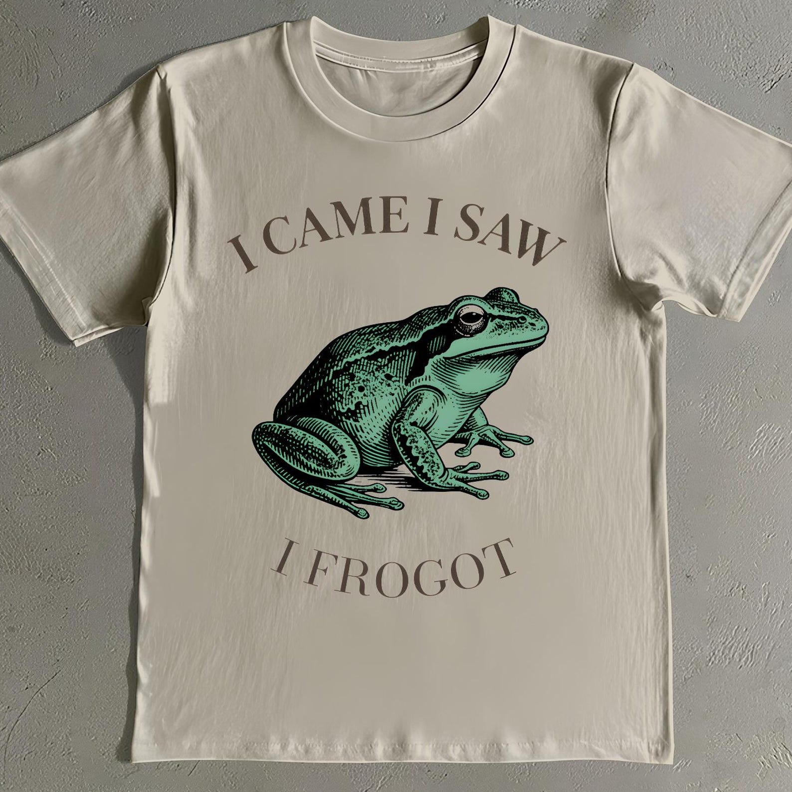 Funny Frog T-Shirt – I Came I Saw I Frogot Meme Tee XL