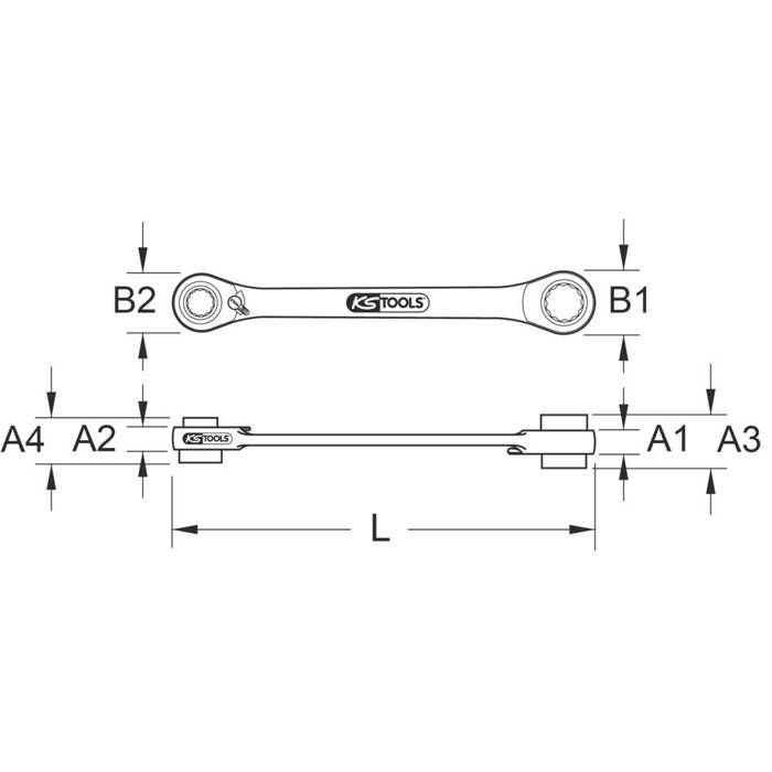 Clé polygonale à cliquet gearplus 4 en 1, 16 x 19 - 17 x 18 mm - kstools