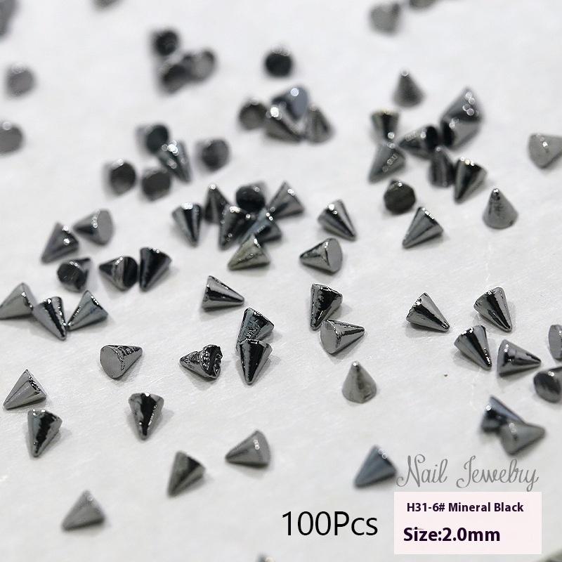 

100/1000 шт. Панк Металлические Клепки Шармы для Ногтей 1,5/2/3 мм Конус Черные Серебристые Золотистые Шипы Украшение для Ногтей DIY Маникюр чёрный
