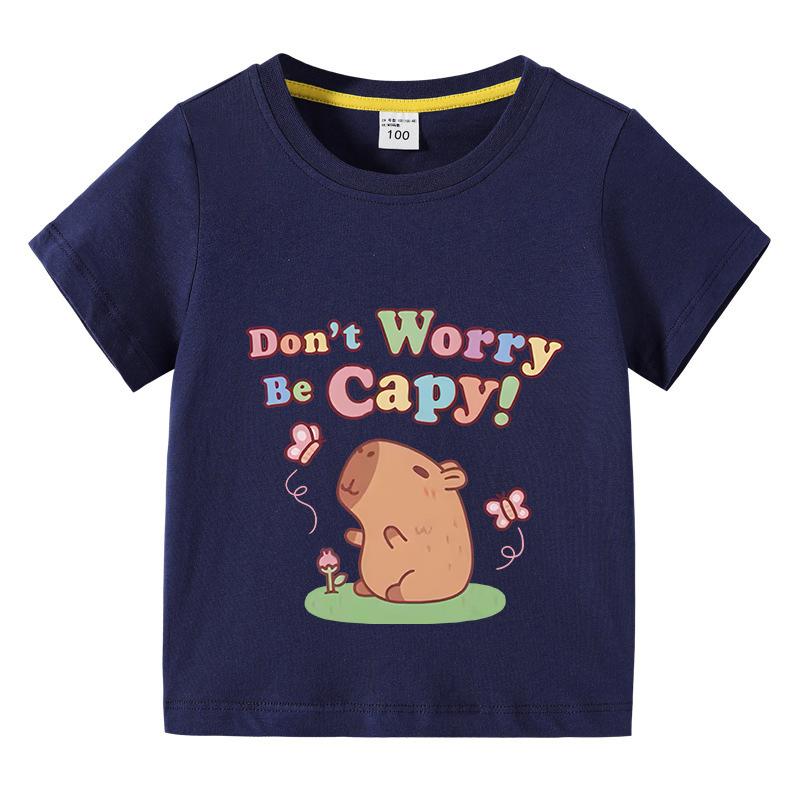 Capybara Kids Funny Cotton Tshirt 310Years Children Short Sleeved Summer Tees 2025 New Capibara Girls Casual Tops Boy Clothes