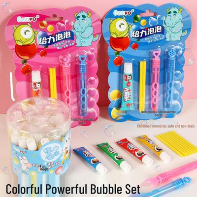 Colorful Bubble Blowing Set for Kids - 7-Color Bubble Glue Toy for Primary School Students