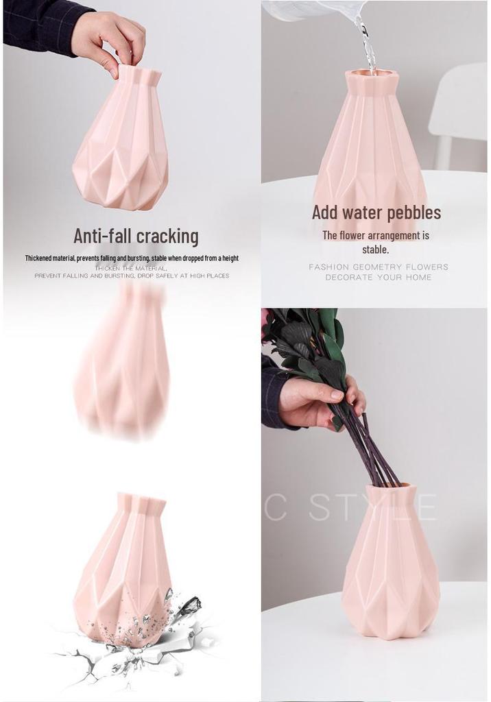 Nordic-Style Creative Plastic Vase: Multi-Color & Design Options for Green Plants & Dried Flowers
