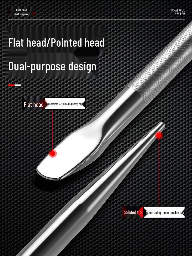 Multifunctional Steel Car Pry Bar: Truck Crowbar, Tire Knocking Bar, Flat Head Leverage Tool.