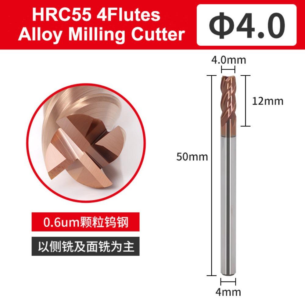 4Flutes Alloy Carbide Milling HRC55 Milling Cutter New EndMills