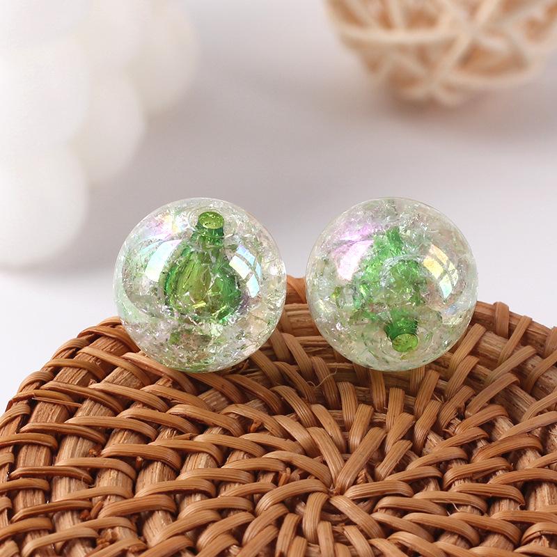 Acrylic Transparent Plated AB Color Bursting Straight Hole Pattern Round Plastic DIY Floral Colored Beads Jewelry Accessories