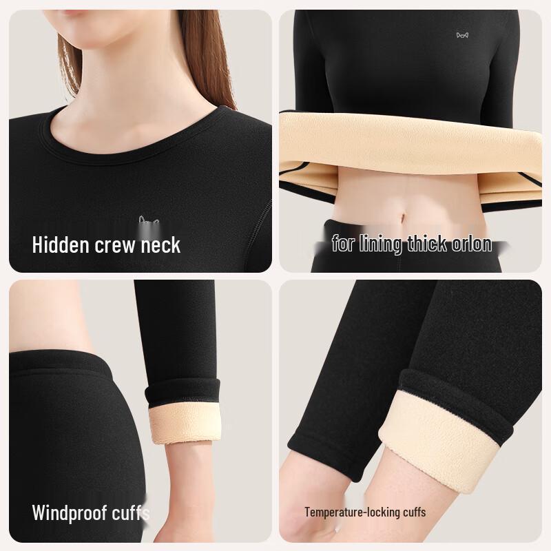 Maoren Women's Ultra-Thick Fleece Wool & Silk Blend Thermal Set