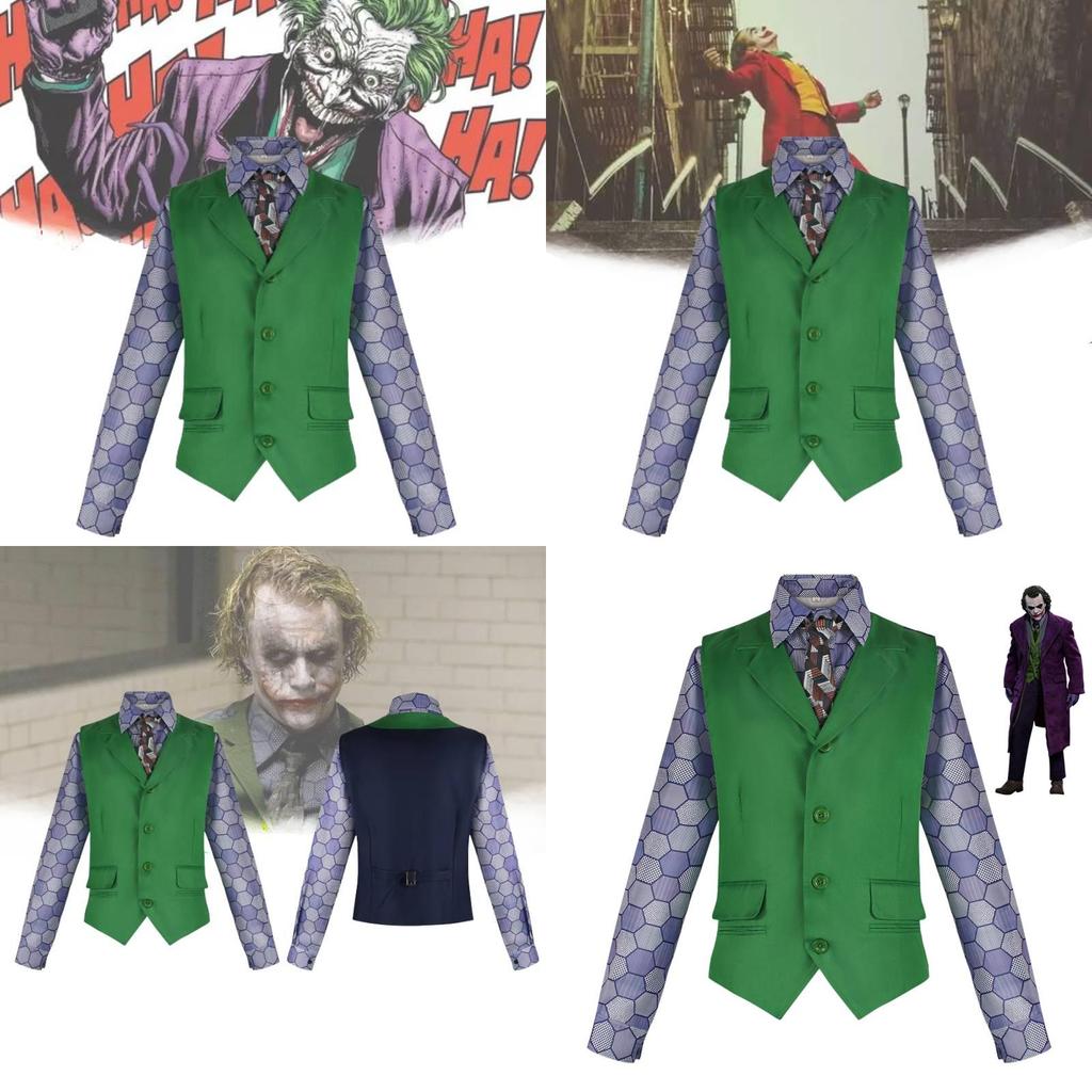 Kostým Temného rytíře Jokera Klauna se sadou košile, vesty a kravaty pro Halloweenské Cosplay