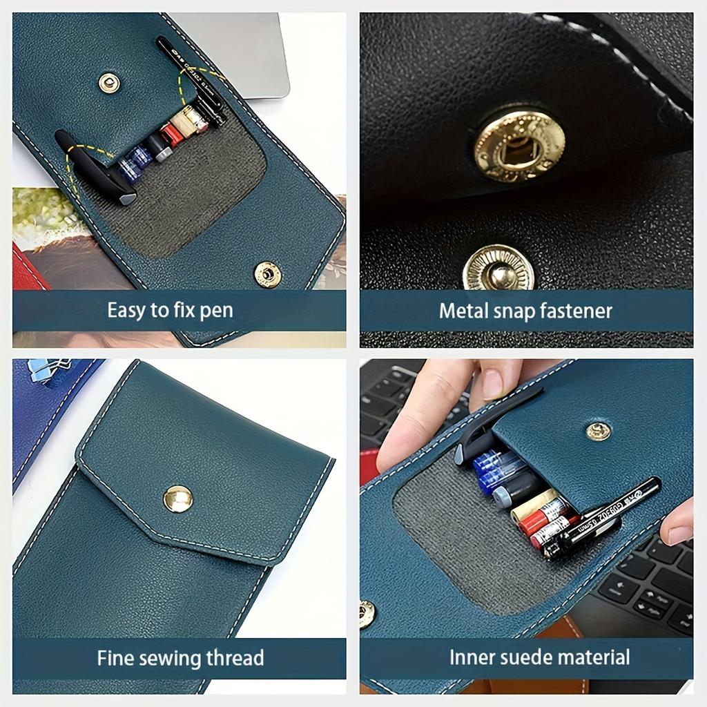 PU Leather Pen Bag Business Pen Pouch Small Storage Bag Portable Pencil Case Student School Supplies Stationery Bag