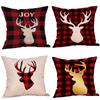 Cute Reindeer Pattern Linen Christmas Pillow Cover