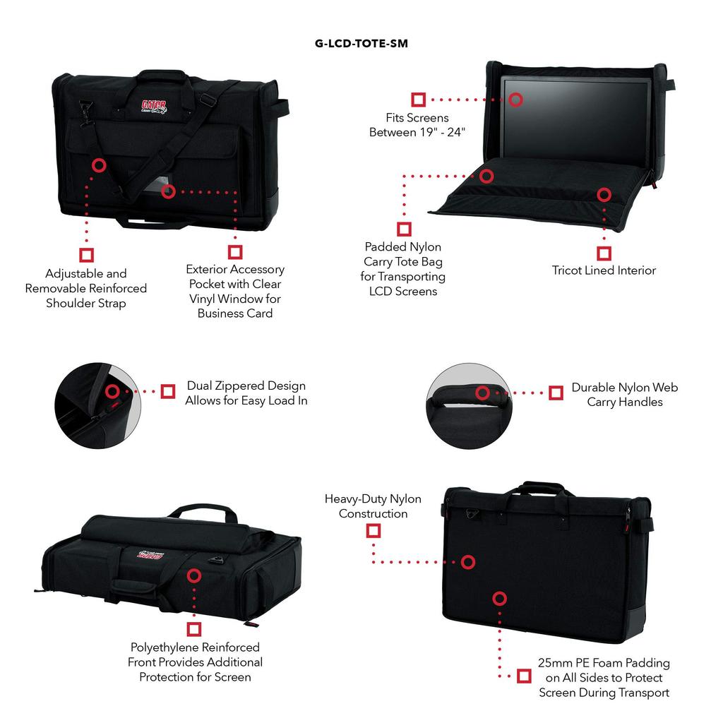 GATOR LCD Tote Series Carrying Bag for 19-24 inch LCD Displays (G-LCD-TOTE-SM)