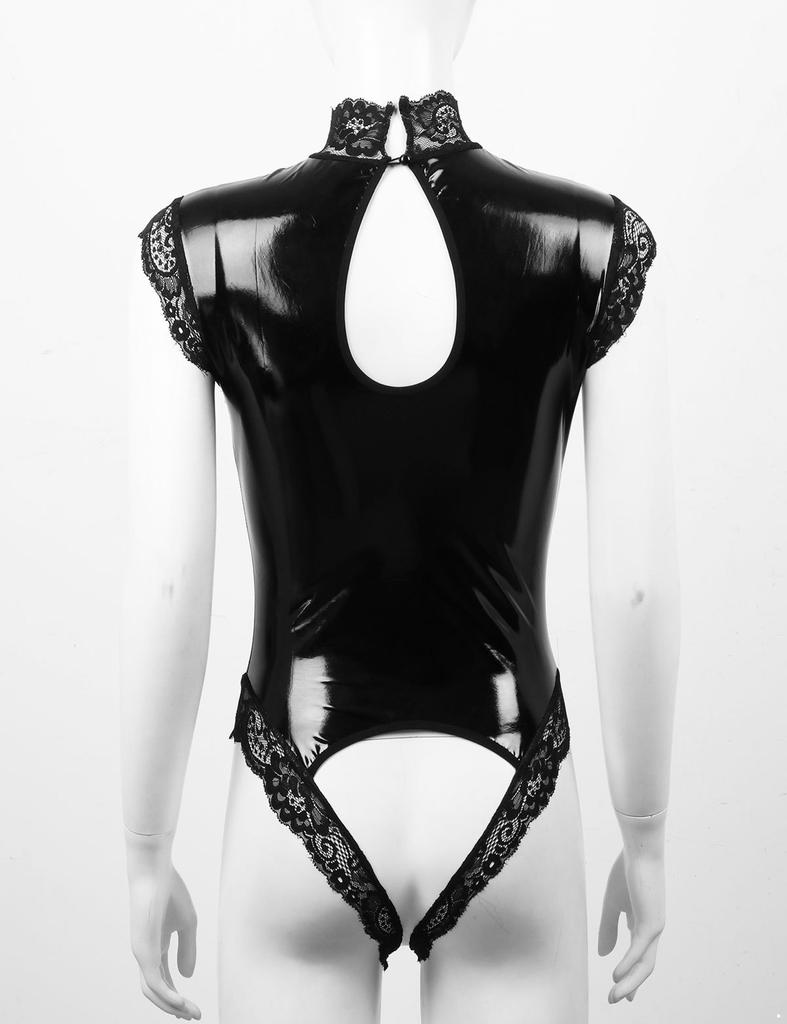 Womens One-piece Sleeveless Hollow Out High Thong Leotard Dancing Performance Jumpsuit Clubwear