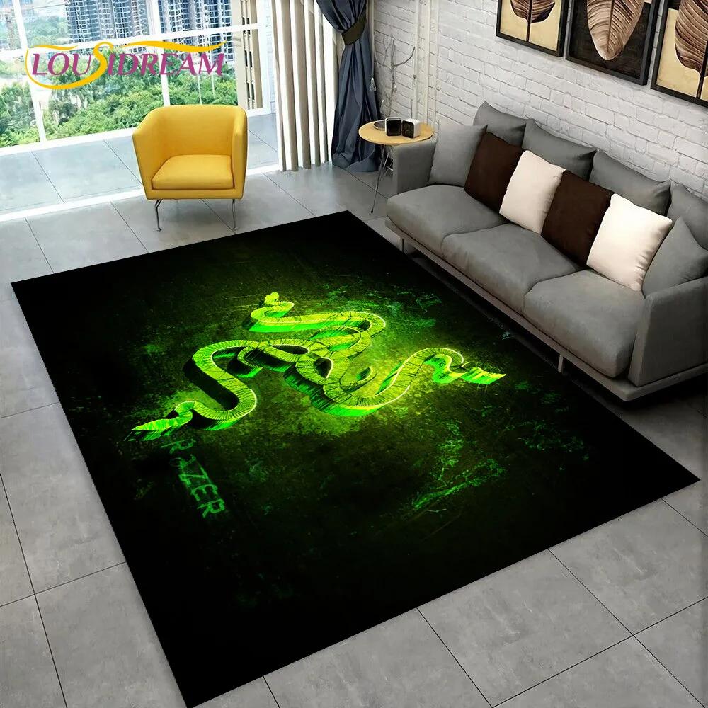 Dywanik 3D z logo Razer Gra Gracz Wąż do domu salonu sypialni sofy wycieraczka dekoracyjna, dywanik do zabawy dla dzieci antypoślizgowa mata podłogowa