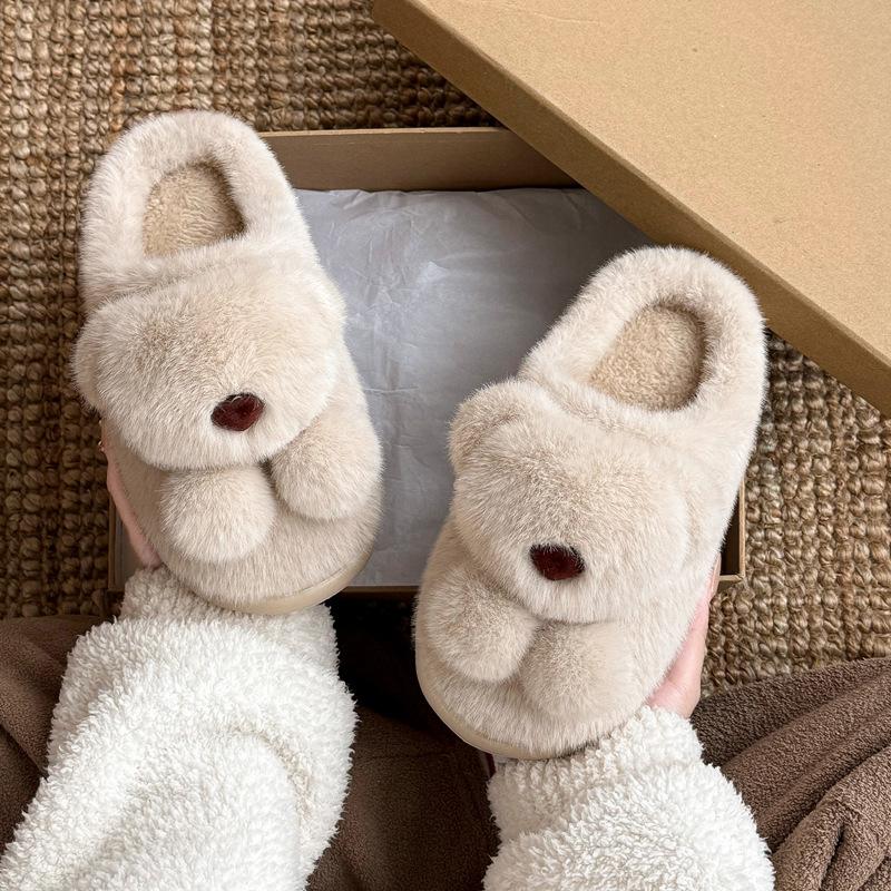 Cotton slippers new winter students warm thick bottom home wear bear couple cotton slippers