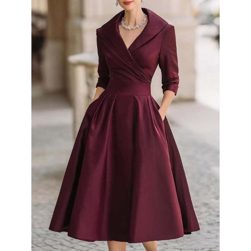 IHUASU Damenmode Herbst Winter Einfarbiger Druck Langarm V-Ausschnitt Freizeitkleider