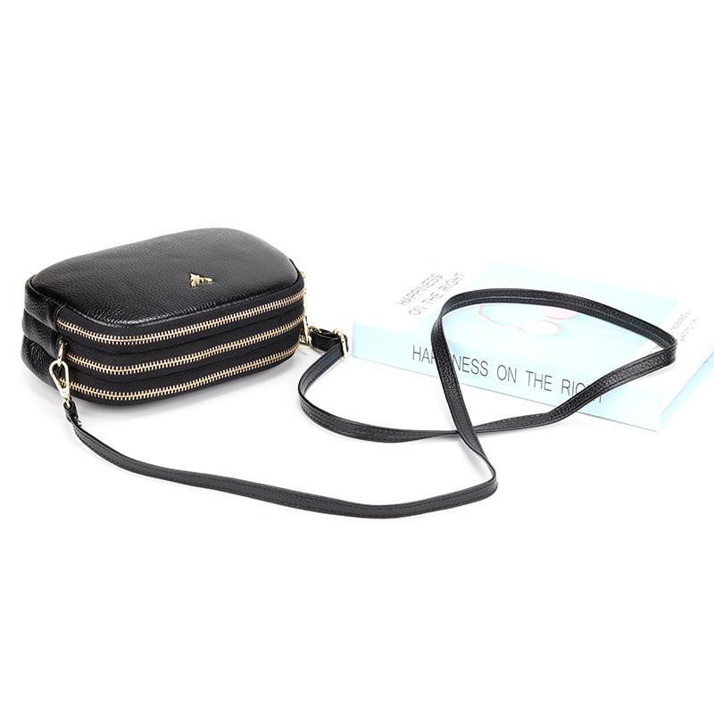 2024 Kleine Umhängetasche aus echtem Leder für Damen, erste Schicht aus Rindsleder, Umhängetaschen mit drei Schichten, Reißverschluss, Handtasche, Damengeldbörse