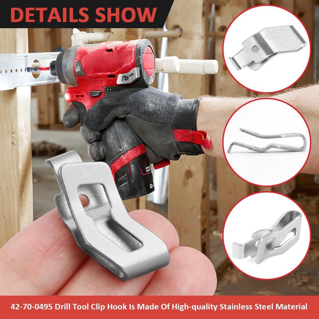 Belt Clips 42-70-0495 Drill Tool Clips Hook Kit with Screws for Drill Impact Wrench Hexagonal Driver Hydraulic Driver