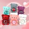 Eternal Rose Teddy Bear Necklace Ring Gifts Box Rotate Rose Jewelry Box Valentine Wedding Storage Gift Case for Women Girlfriend