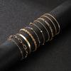 10 Pcs Vintage Statement Gold Color Flat Snake Chain Box Chain Bracelet Boho Multi-layer Metal Bracelet Women's Summer Jewelry