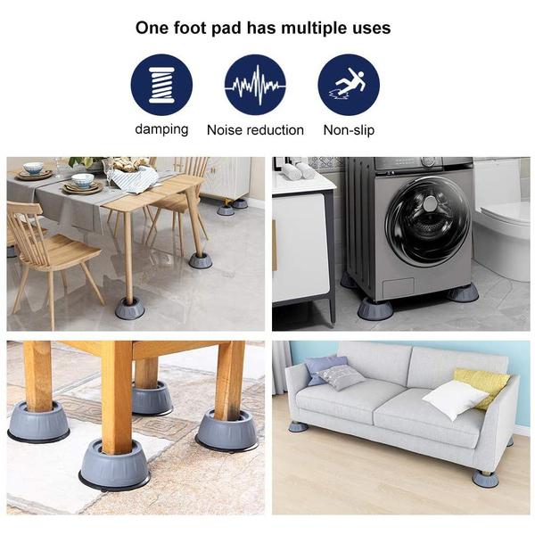 4Pcs Anti Vibration Feet Pads Rubber Legs Slipstop Silent Skid Raiser Mat for Washing Machine Support Dampers Stand Accessories