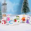 Winter Holiday Table Decor 2Pcs Christmas Mini Snowman Figurines, Tiny Resin Decoration, Xmas Micro Healing Desktop Figurines Landscape Ornament