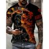 Horror Death Summer Men's Breathable Round Neck T-shirt Skull Print Halloween Street Hip Hop Casual Outdoor Top