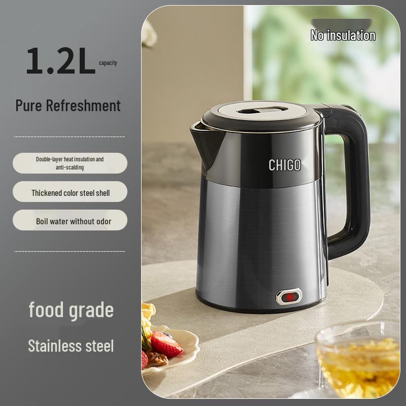 Zhigao 1.2L Thermostatic Electric Kettle with Auto Shut-Off for Hotel, Dorm, or Home Use
