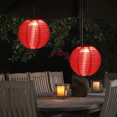 Yousheng 25/30CM Lanterne Solaire Pliante avec Poignée IP44 Étanche Extérieur Jardin Suspendue Décorative Chinoise Traditionnelle LED Tissu