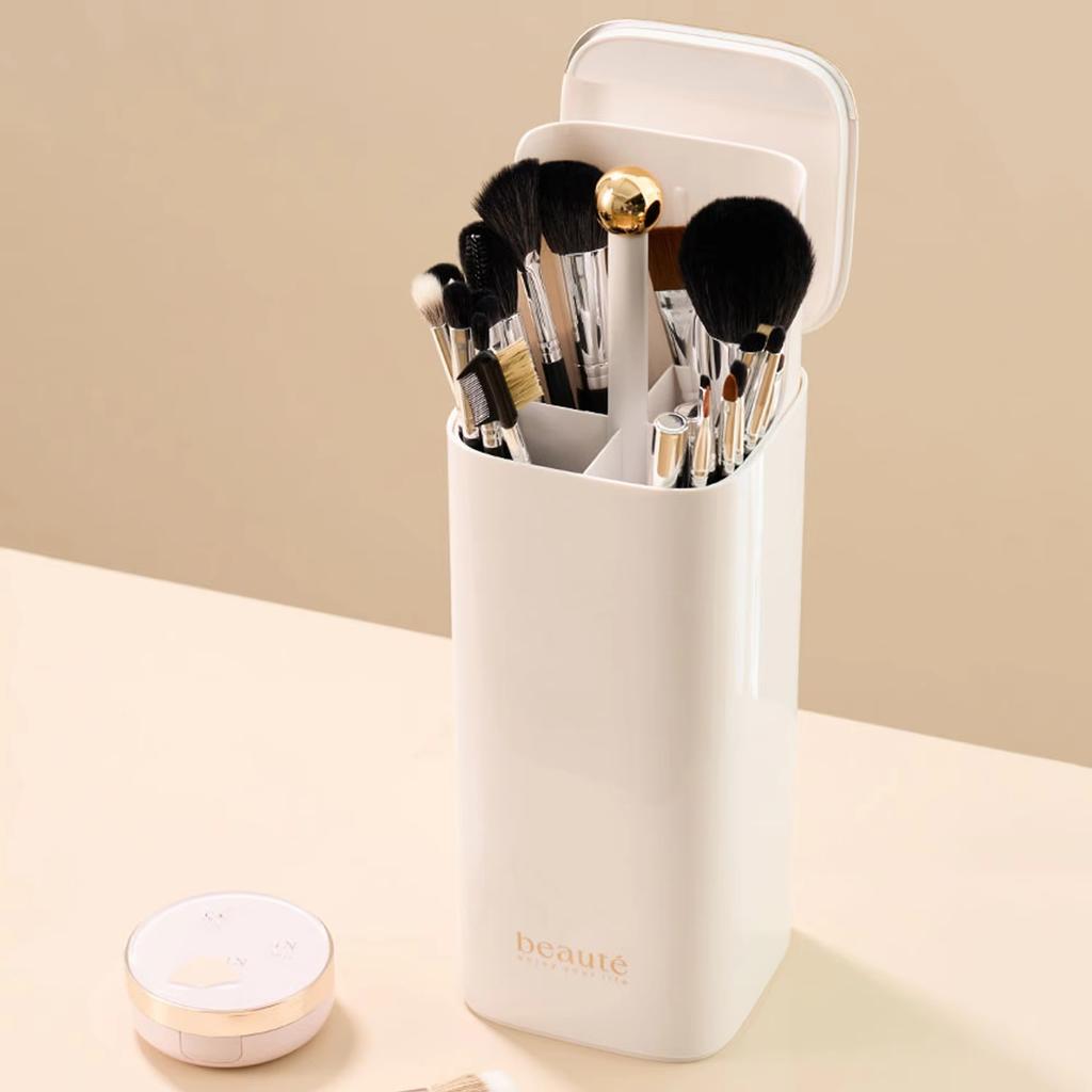 1pc Automatic Liftable Cosmetics Storage Box Desktop Dust Makeup Brush Brow Pencil Eyeliner Storage Bucket Make Up Organizer
