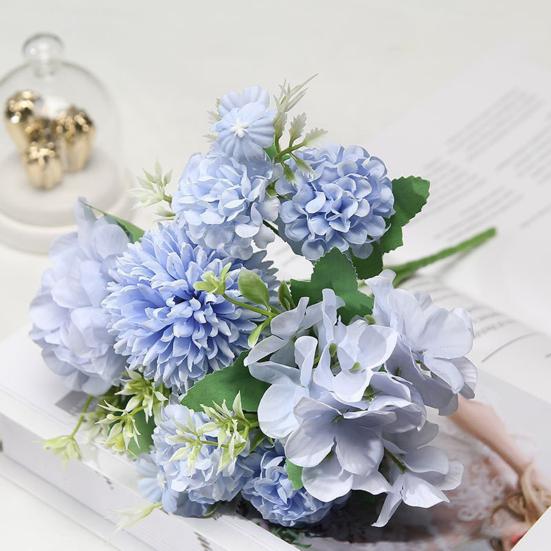 1/5/6Pcs Artificial Rose Bouquet 7 Fork Fake Silk Flower with Green Leaves Home Wedding Party Table Centerpiece Indoor Outdoor Faux Bloom Decoration