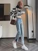 Women's Spring/Autumn 2023 Cigarette Jeans: High-Waist, Slim Loose Fit, Wide-Leg, Straight Pants.