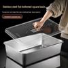 Stainless Steel Square Basin with Transparent Lid - Rectangular Serving Pan for Canteens and Street Stalls