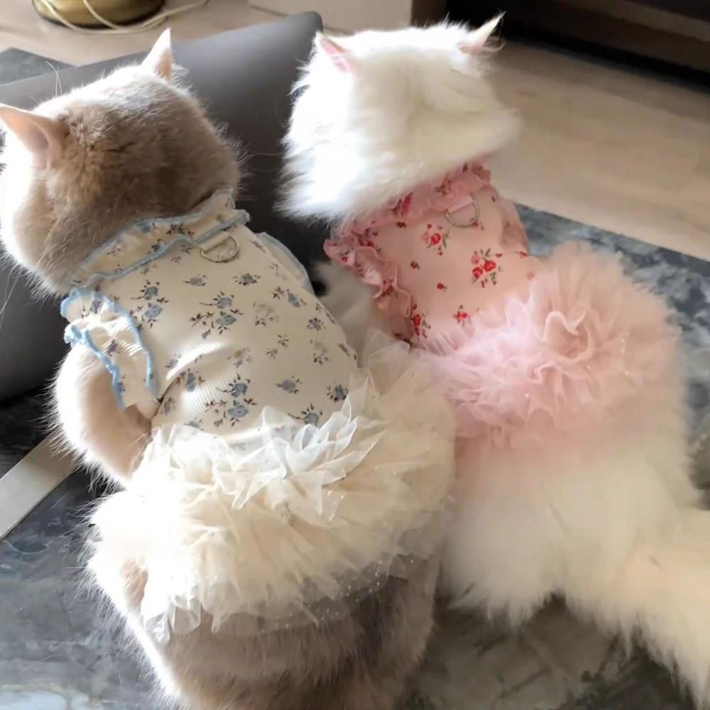 Breathable Dog Puffy Dress Summer Corgi Teddy Clothes Cute Pet Dress  for Small Dog Cat
