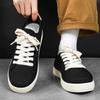 2026 Summer Men's Black Fabric Sneakers Thick-Sole Men Casual Boards Shoes Breathable Lightweight Student Fashion Flats Trainers
