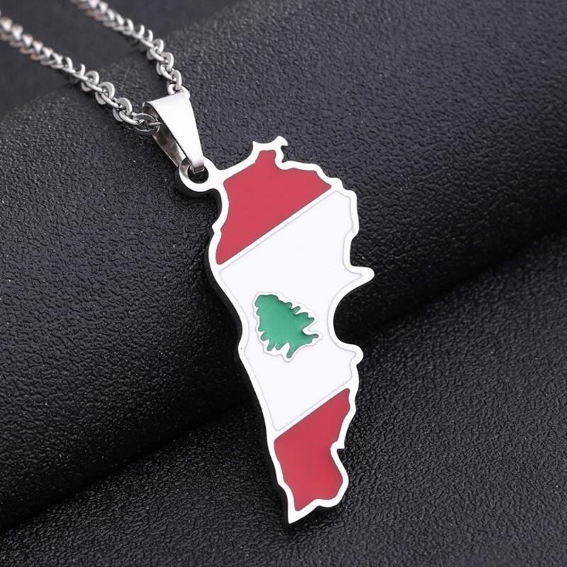 Unique Lebanese Map Designs Necklace Clear Detailing Necklace Alloy Texture Present for Stylish Women and Adventurers