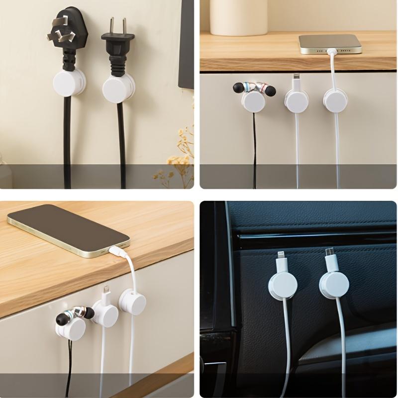 Rotating Magnetic Cable Organizers - 360° Adjustable Angle, Wall-Mounted Durable Plastic Cord Holders for Desk, Home Office & Workspace