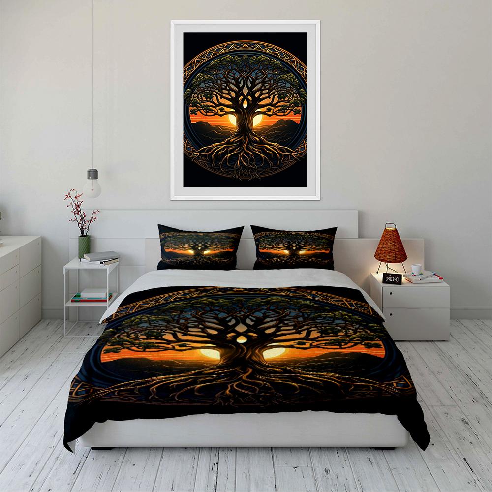 Tree of Life Sunset Bedding Set Design Bedding set (1 duvet cover, 2 pillowcases, duvet not included)