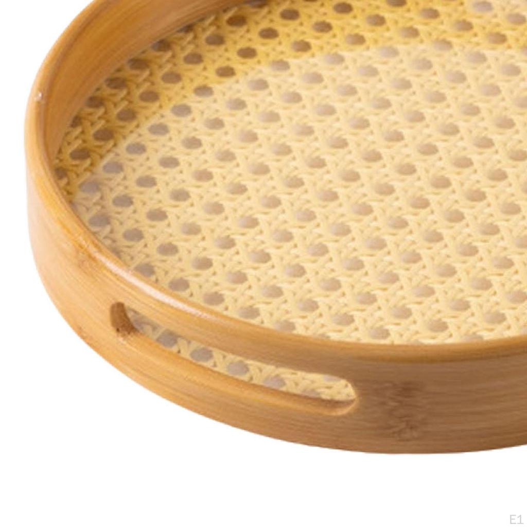 Bamboo Serving Tray with Handles Decorative Breakfast Fruit Dessert for Party