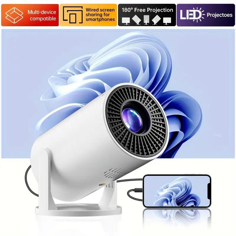 HY300 4K Android 11 Projector - Dual WiFi6,1280x720P HD Outdoor Home Cinema Projector ,Low Noise & Portable Design