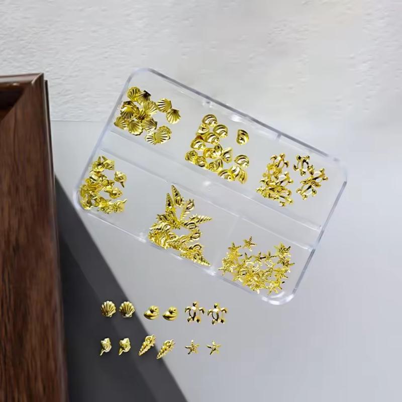 Seashell Starfish Nail Charms 3D Conch Nail Art Decorations Summer Metal Nail Studs Manicure Acrylic Nail Supplies