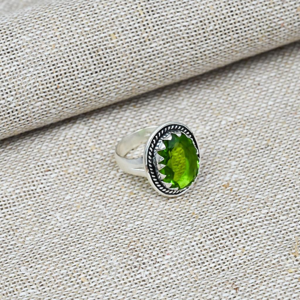 Peridot Gemstone 925 Solid Sterling Silver Pendent For Anniversary Gift Beautiful Ring
