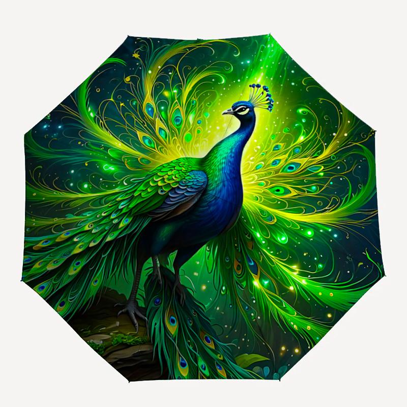 1pc Enchanted Peacock Cartoon Umbrella,Compact Umbrella, Suitable for Camping, Ideal Easter Birthday Gift for Family and Friends.C081