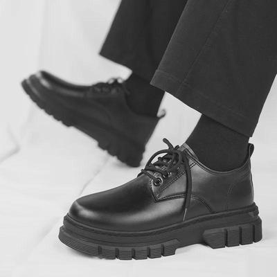 Zapatos Formales de Encaje Negro para Hombre Otoño 2024 - Suela Gruesa, Elevadores de Altura, Estilo Británico para Negocios y Uso Diario