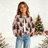 Modischer Cardigan mit Knöpfen und Weihnachtsdruck für Mädchen, für Feiertagsoutfits und den täglichen Gebrauch